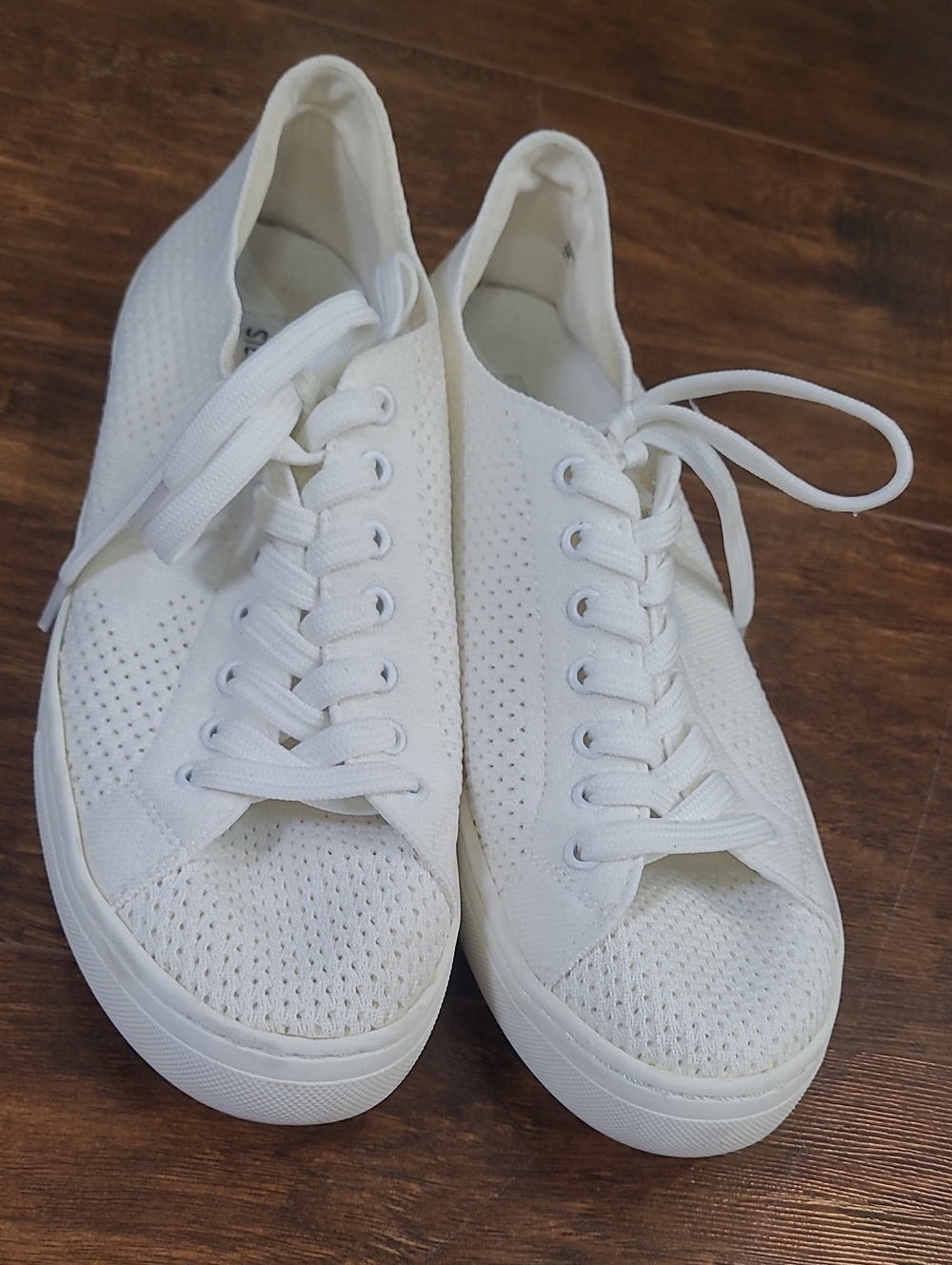 Steve Madden White Knit Lace-Up Trainers Size 9